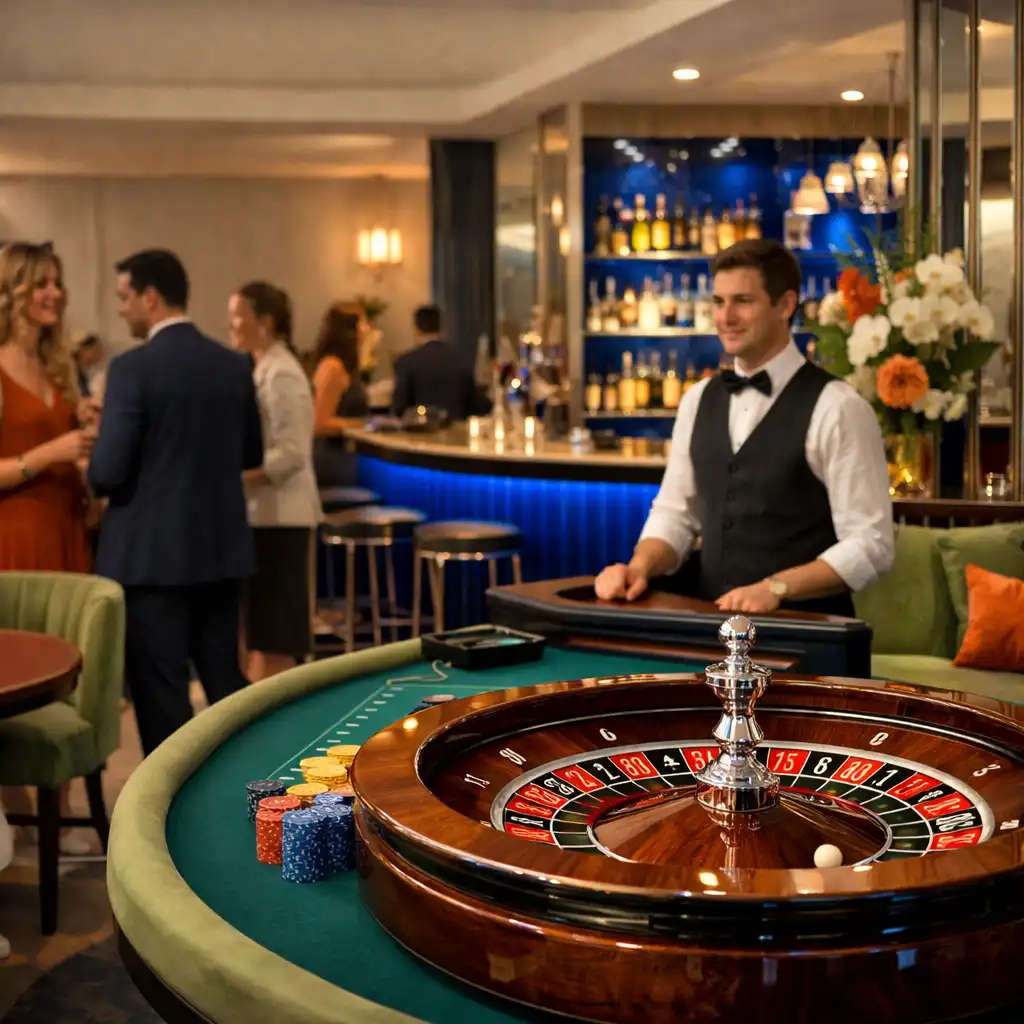 Moderní ruletová a lounge zóna jako součást společenského eventu